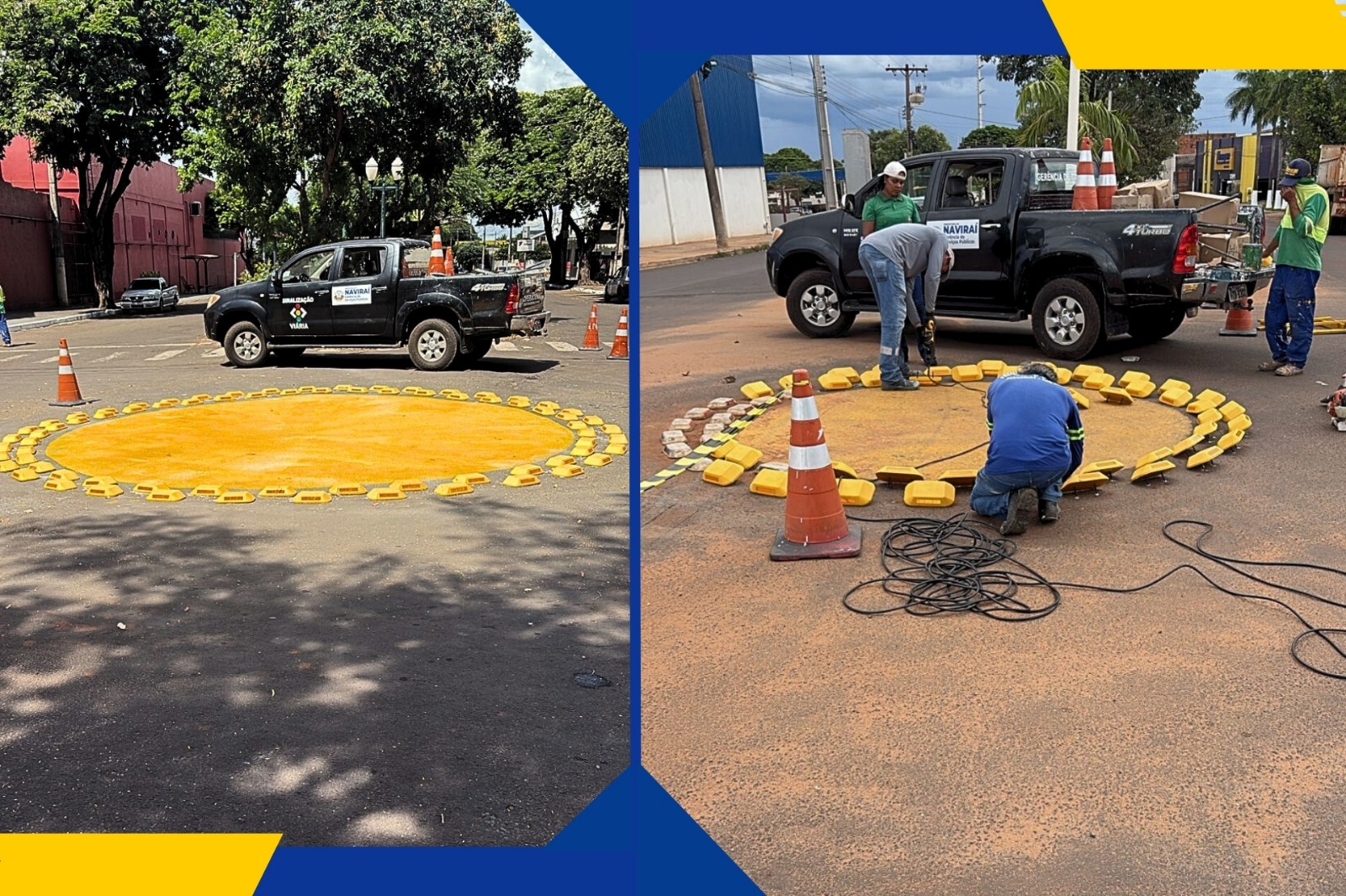 Naviraí implanta rotatórias vazadas para melhorar segurança no trânsito